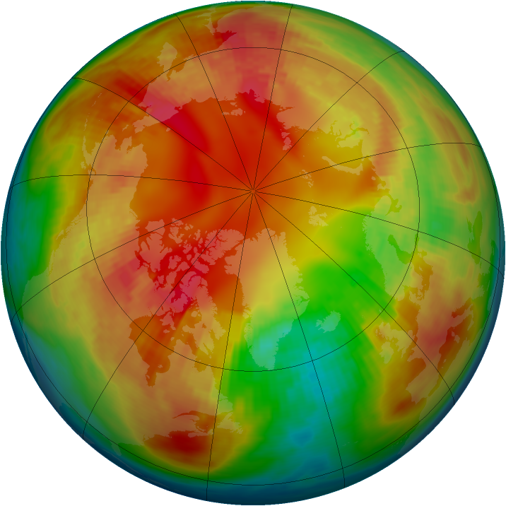 Arctic ozone map for 12 February 1991